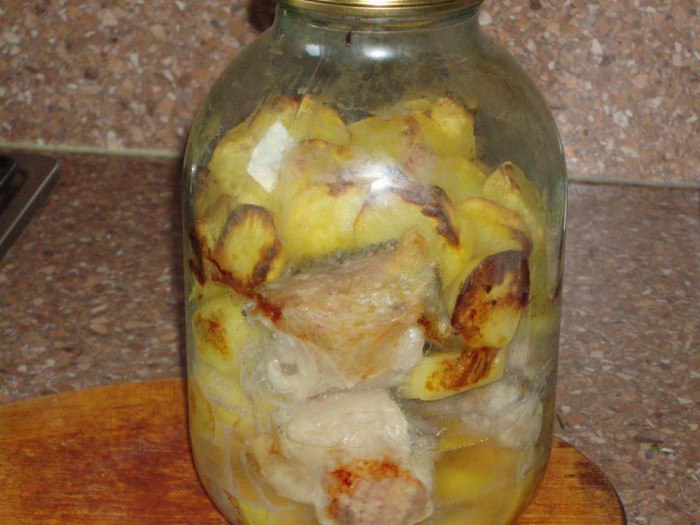 Рецепт курицы в банке в духовке с картошкой